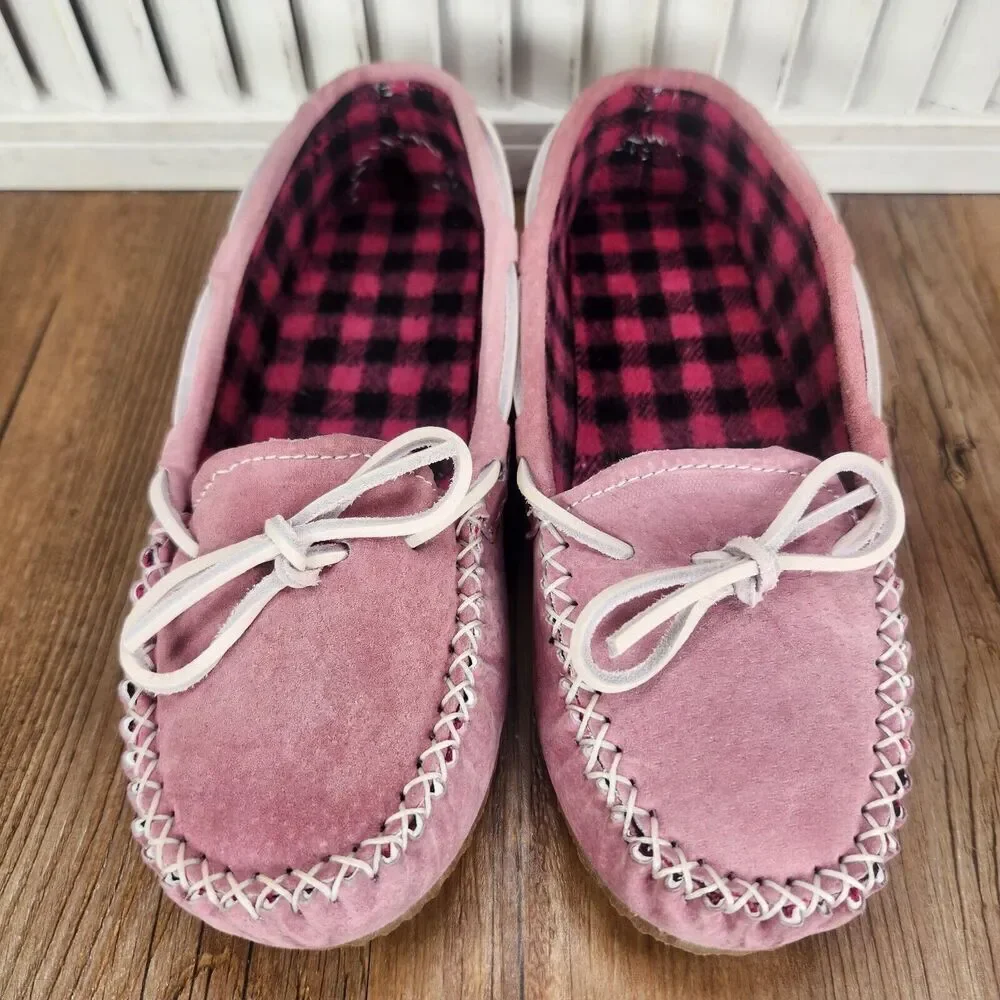 Old Friend Buckeye Pink Moccasin Slippers Child Sz 3 Fleece Lined Moc Toe 568100